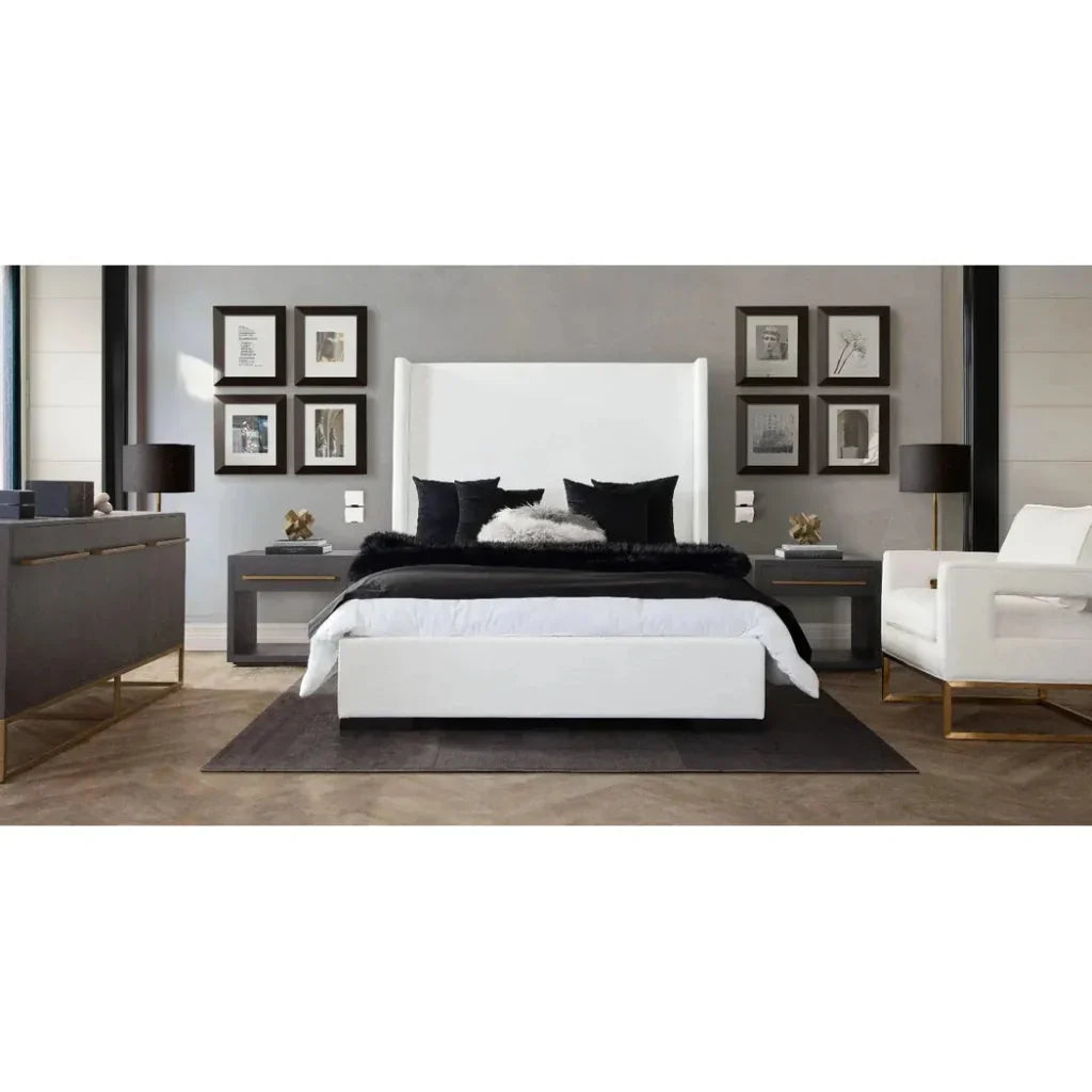 Seattle White Linen Bed Frame - LOOMLAN - Diamond Sofa - Beds