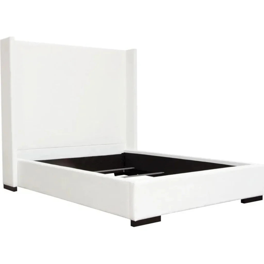 Seattle White Linen Bed Frame - LOOMLAN - Diamond Sofa - Beds