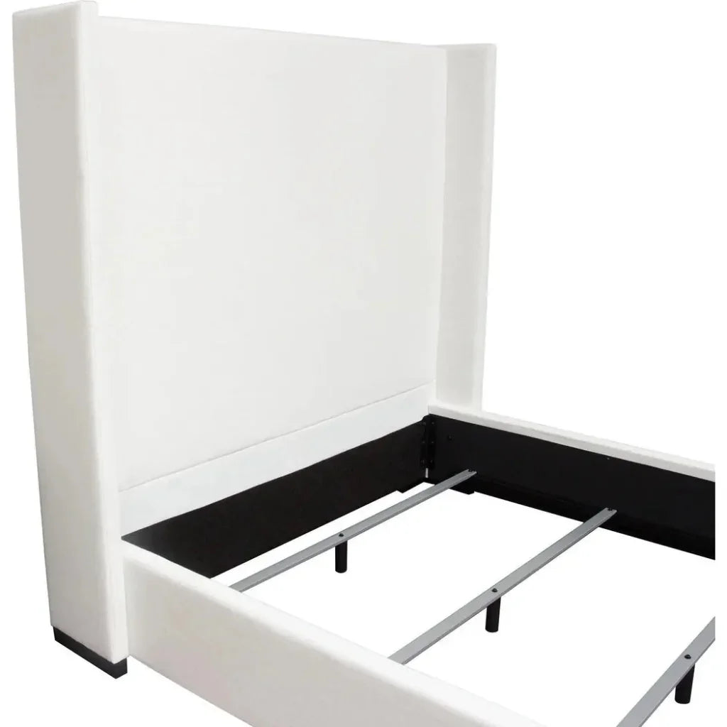 Seattle White Linen Bed Frame - LOOMLAN - Diamond Sofa - Beds