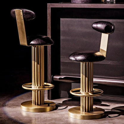 Sedes Bar Stool, Steel with Brass Finish - LOOMLAN - Noir - Bar Stools
