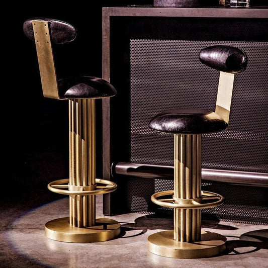 Sedes Bar Stool, Steel with Brass Finish - LOOMLAN - Noir - Bar Stools