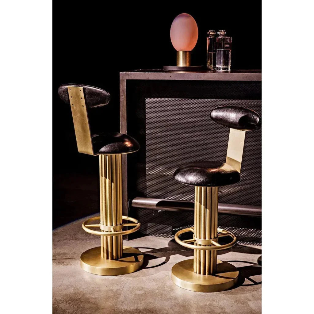 Sedes Bar Stool, Steel with Brass Finish - LOOMLAN - Noir - Bar Stools