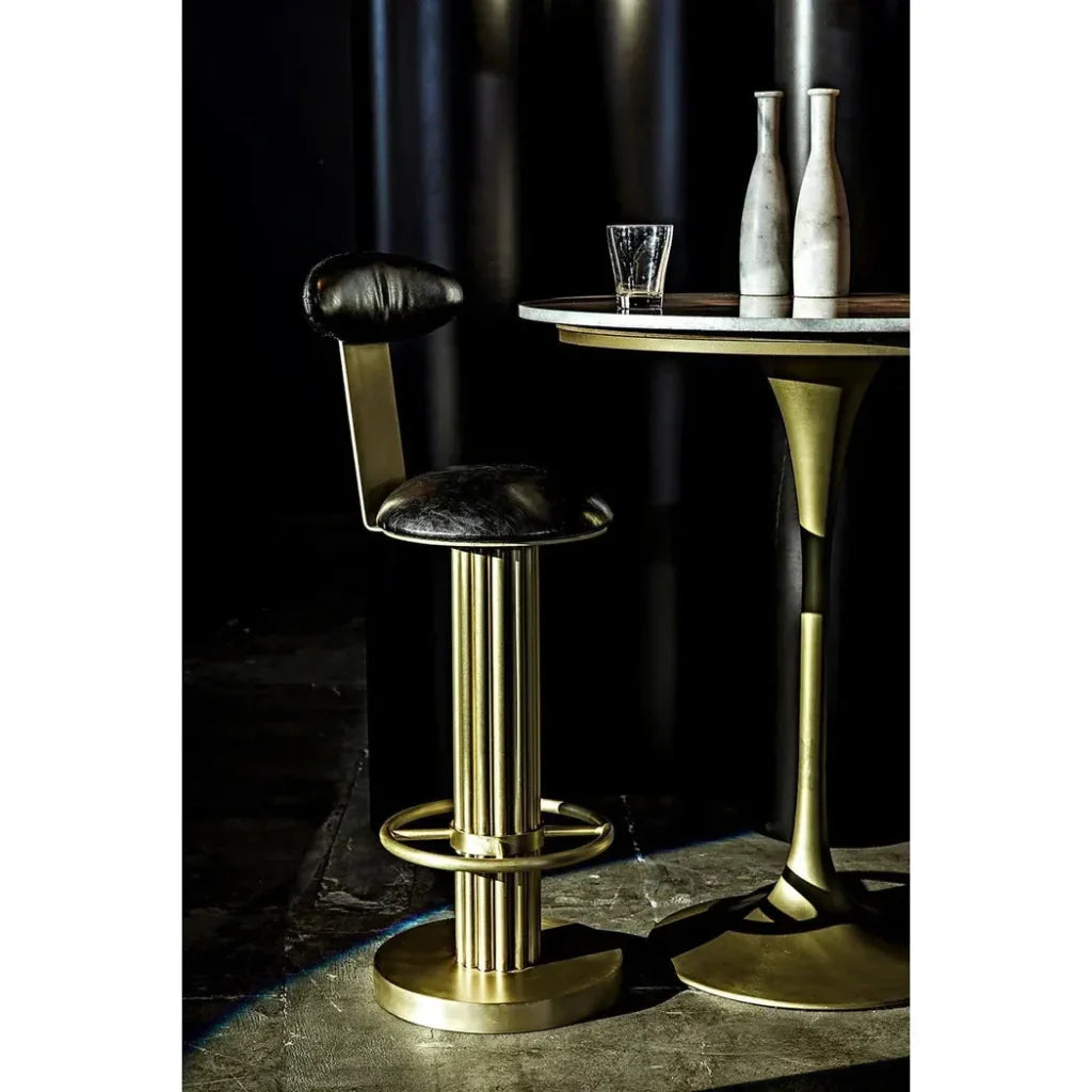 Sedes Bar Stool, Steel with Brass Finish - LOOMLAN - Noir - Bar Stools