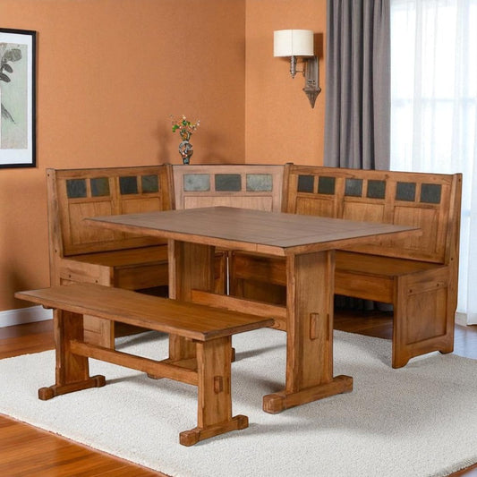 Sedona Breakfast Nook Set With Storage Bench-Dining Table Sets-Sunny D-LOOMLAN