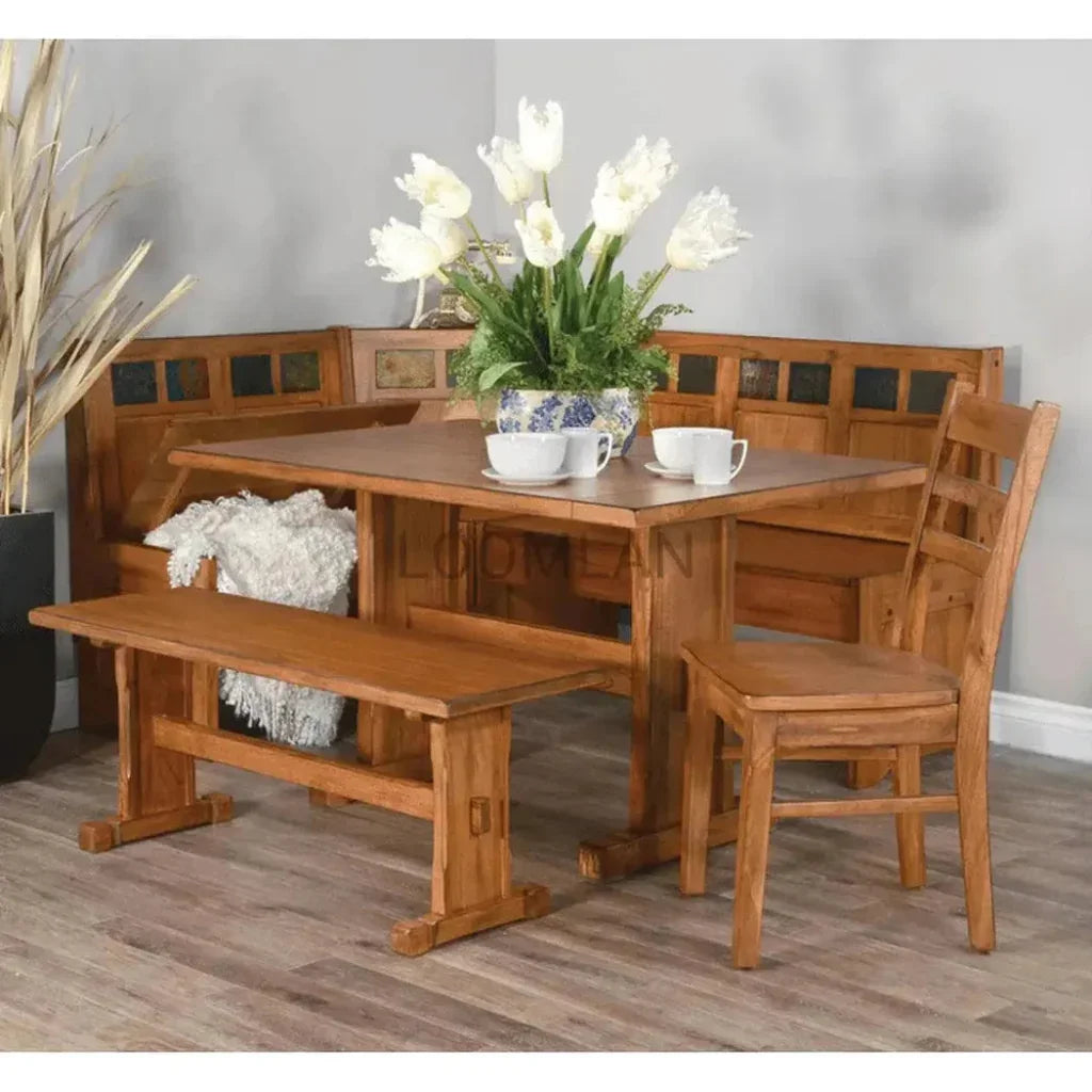 Sedona Breakfast Nook Set With Storage Bench-Dining Table Sets-Sunny D-LOOMLAN