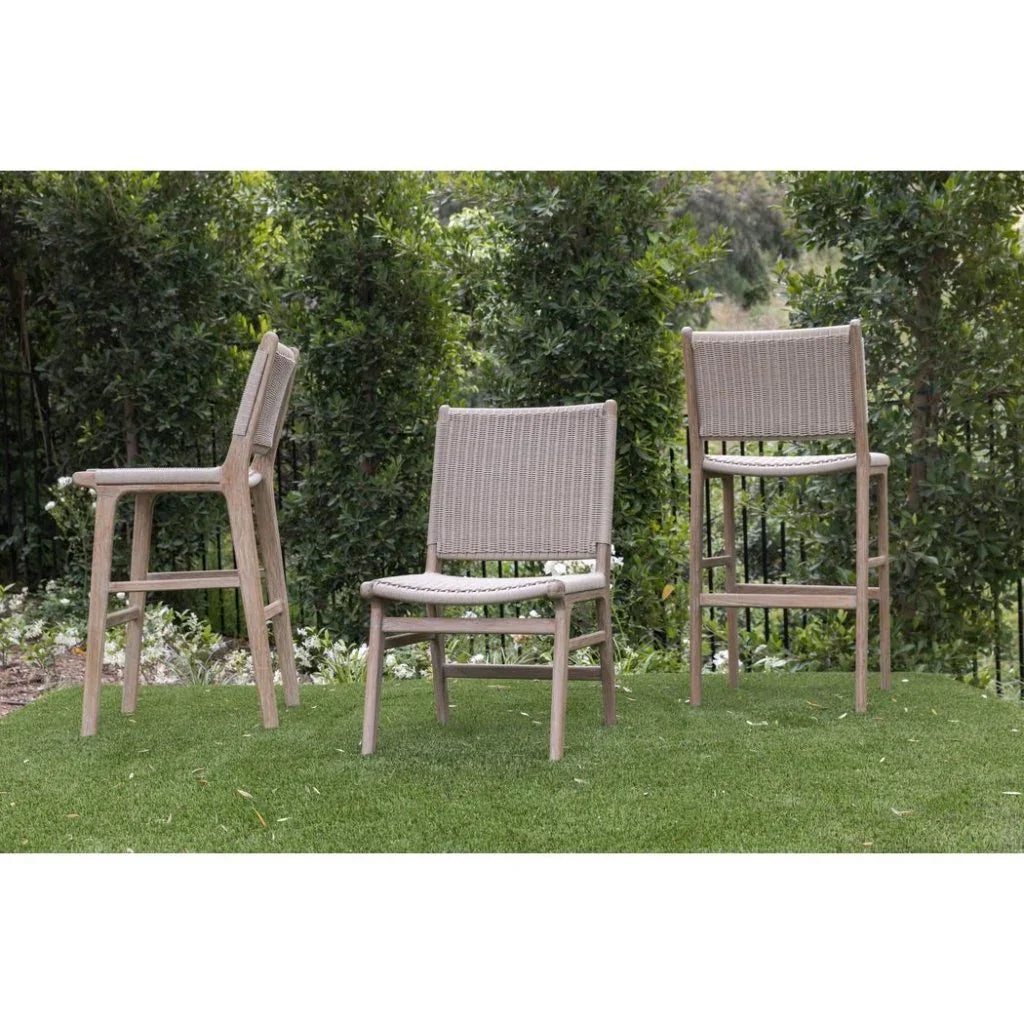 Sedona Durable Teak Wood Outdoor Bar Stool-Outdoor Bar Stools-Sunset West-LOOMLAN