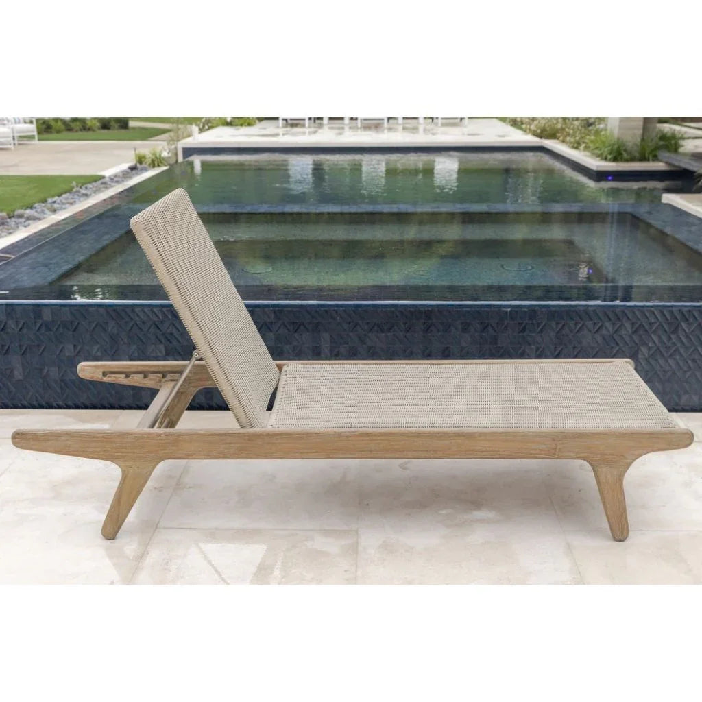 Sedona Modern Teak Outdoor Lounge Chaise-Outdoor Chaises-Sunset West-LOOMLAN