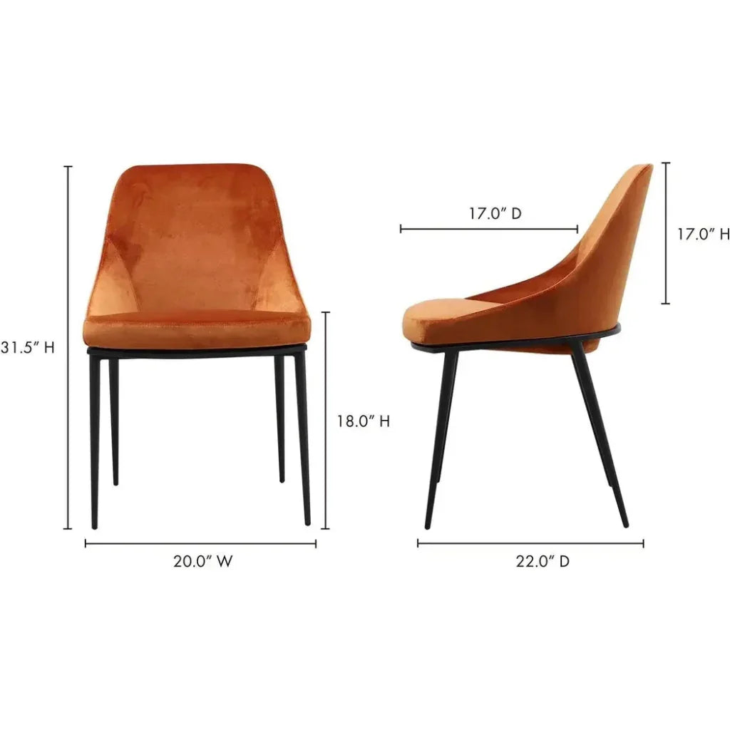 Sedona Modern Velvet Dining Chair 2PC - LOOMLAN - Moe's Home - Dining Chairs