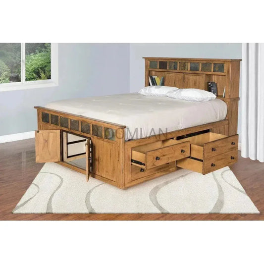 Sedona Wooden Brown Storage Bed - LOOMLAN - Sunny D - Beds