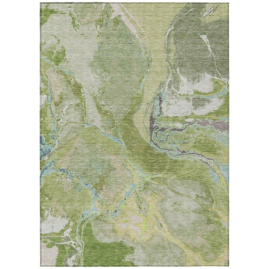 Selene Green Washable Indoor-Outdoor Rug-Outdoor Rugs-LOOMLAN Rugs-2'6" x 3'10"-LOOMLAN