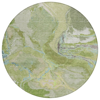 Selene Green Washable Indoor-Outdoor Rug-Outdoor Rugs-LOOMLAN Rugs-8' x 8'-LOOMLAN