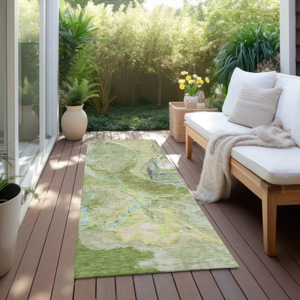 Selene Green Washable Indoor-Outdoor Rug-Outdoor Rugs-LOOMLAN Rugs-LOOMLAN