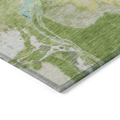 Selene Green Washable Indoor-Outdoor Rug-Outdoor Rugs-LOOMLAN Rugs-LOOMLAN