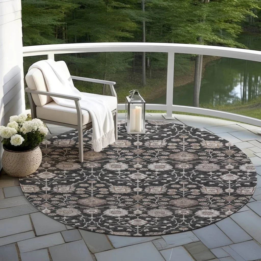 Selma Black Washable Indoor - Outdoor Rug - LOOMLAN - LOOMLAN Rugs - Outdoor Rugs