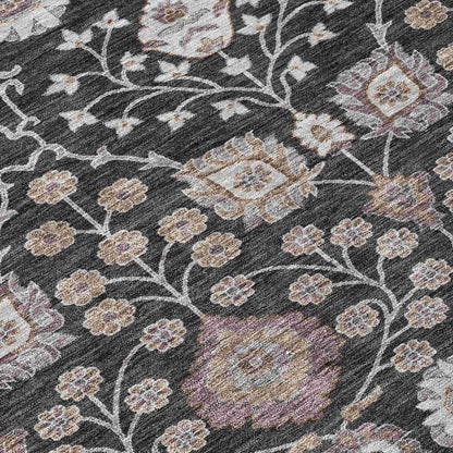 Selma Black Washable Indoor - Outdoor Rug - LOOMLAN - LOOMLAN Rugs - Outdoor Rugs