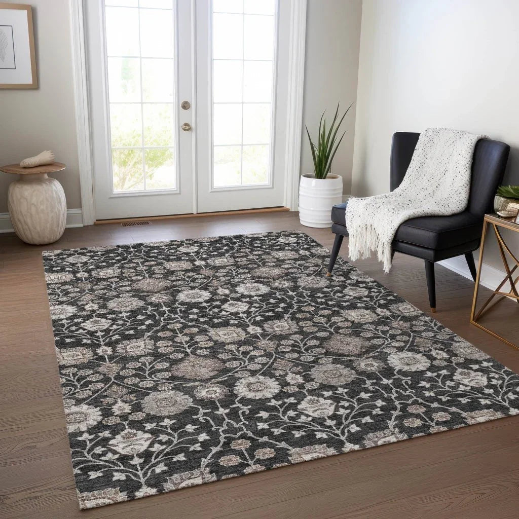 Selma Black Washable Indoor - Outdoor Rug - LOOMLAN - LOOMLAN Rugs - Outdoor Rugs