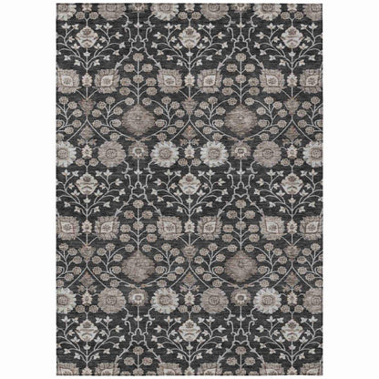 Selma Black Washable Indoor - Outdoor Rug - LOOMLAN - LOOMLAN Rugs - Outdoor Rugs