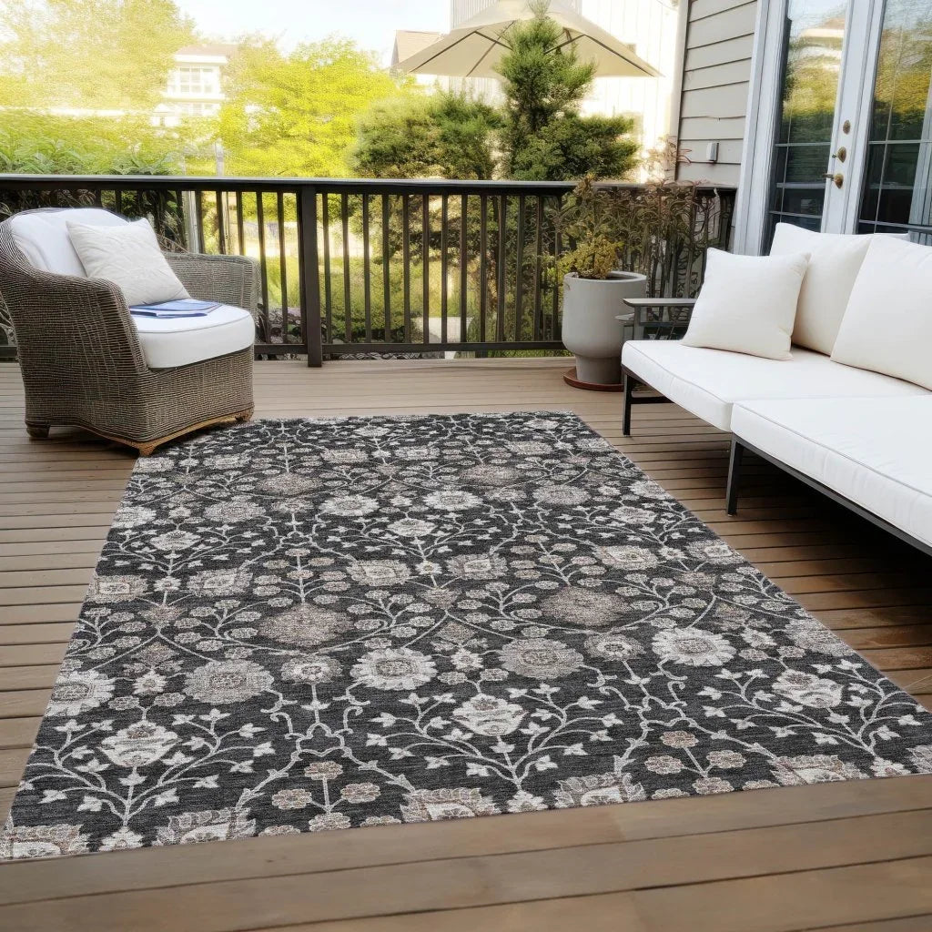Selma Black Washable Indoor - Outdoor Rug - LOOMLAN - LOOMLAN Rugs - Outdoor Rugs
