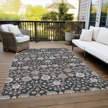 Selma Black Washable Indoor - Outdoor Rug - LOOMLAN - LOOMLAN Rugs - Outdoor Rugs