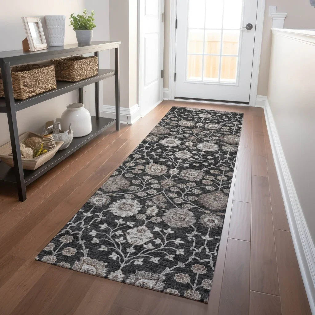 Selma Black Washable Indoor - Outdoor Rug - LOOMLAN - LOOMLAN Rugs - Outdoor Rugs