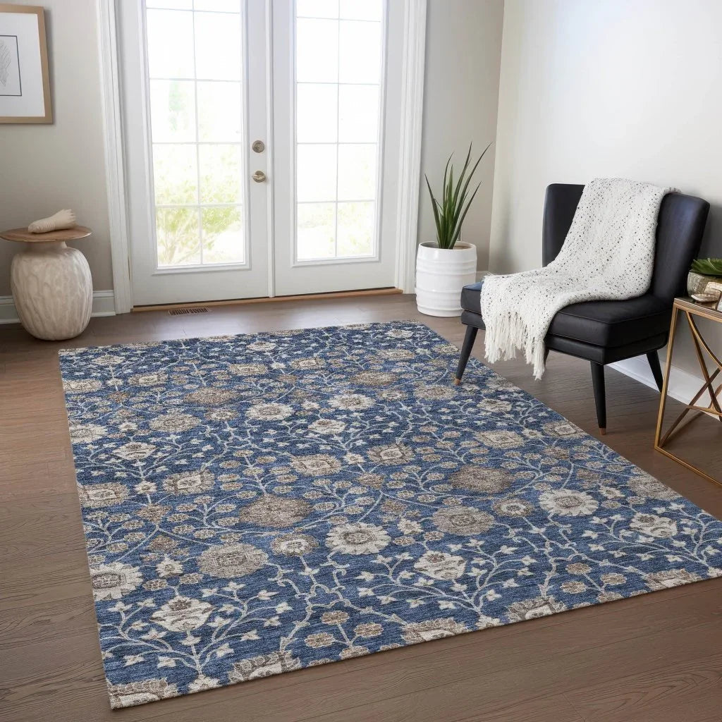 Selma Blue Washable Indoor - Outdoor Rug - LOOMLAN - LOOMLAN Rugs - Outdoor Rugs