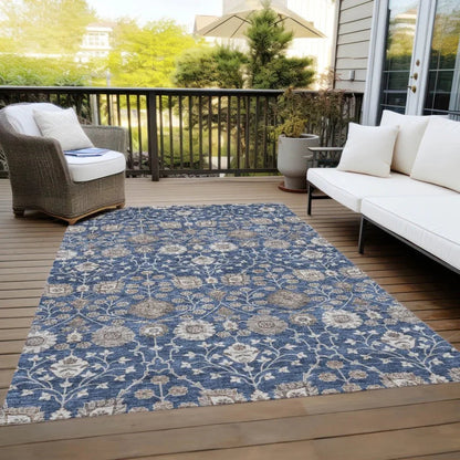 Selma Blue Washable Indoor - Outdoor Rug - LOOMLAN - LOOMLAN Rugs - Outdoor Rugs
