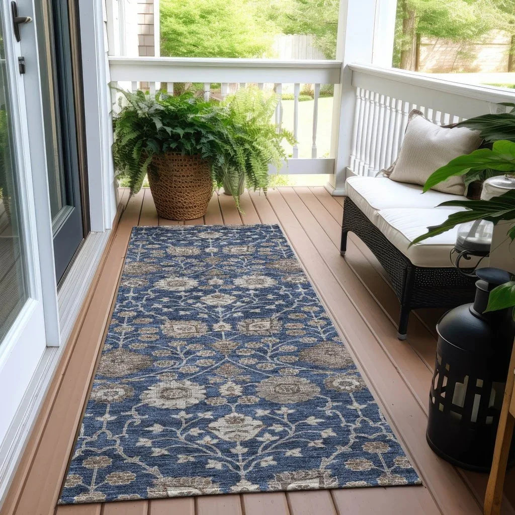 Selma Blue Washable Indoor - Outdoor Rug - LOOMLAN - LOOMLAN Rugs - Outdoor Rugs