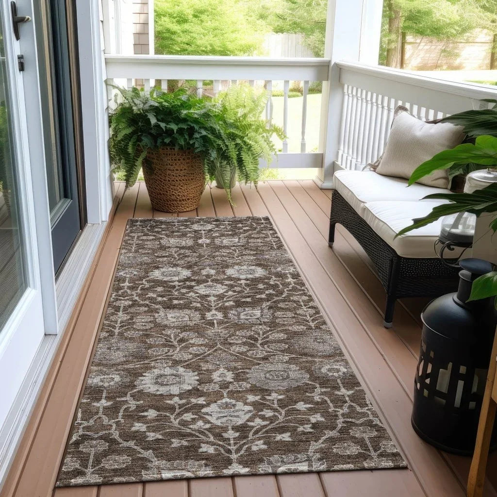 Selma Brown Washable Indoor - Outdoor Rug - LOOMLAN - LOOMLAN Rugs - Outdoor Rugs