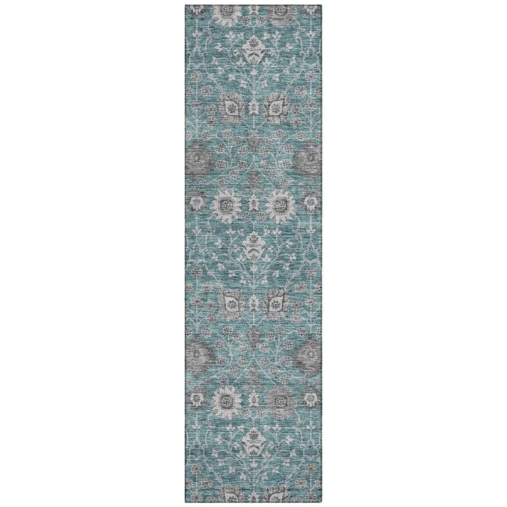 Selma Teal Washable Indoor - Outdoor Rug - LOOMLAN - LOOMLAN Rugs - Outdoor Rugs