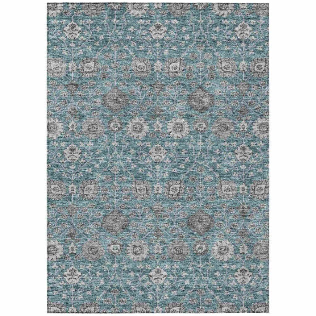 Selma Teal Washable Indoor - Outdoor Rug - LOOMLAN - LOOMLAN Rugs - Outdoor Rugs