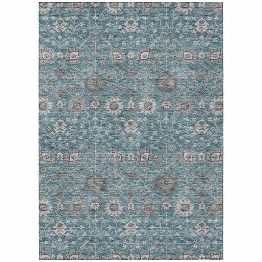 Selma Teal Washable Indoor - Outdoor Rug - LOOMLAN - LOOMLAN Rugs - Outdoor Rugs