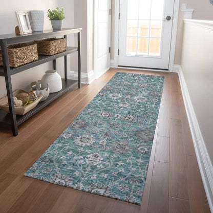 Selma Teal Washable Indoor - Outdoor Rug - LOOMLAN - LOOMLAN Rugs - Outdoor Rugs