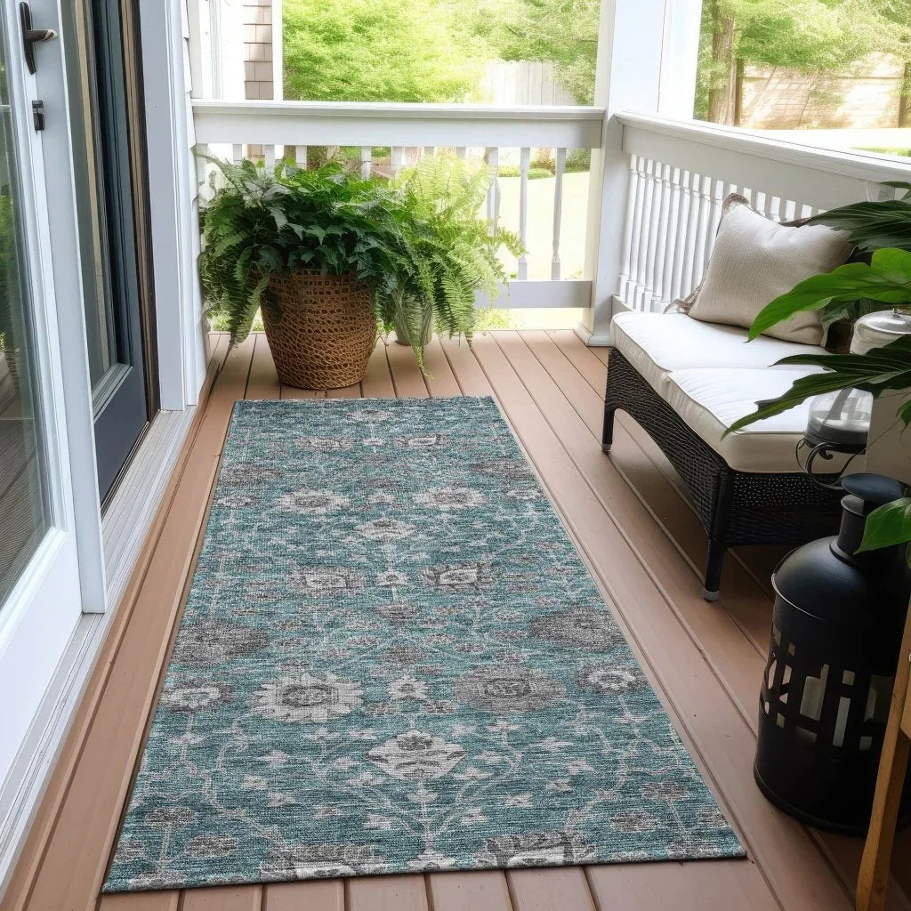 Selma Teal Washable Indoor - Outdoor Rug - LOOMLAN - LOOMLAN Rugs - Outdoor Rugs