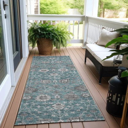 Selma Teal Washable Indoor - Outdoor Rug - LOOMLAN - LOOMLAN Rugs - Outdoor Rugs