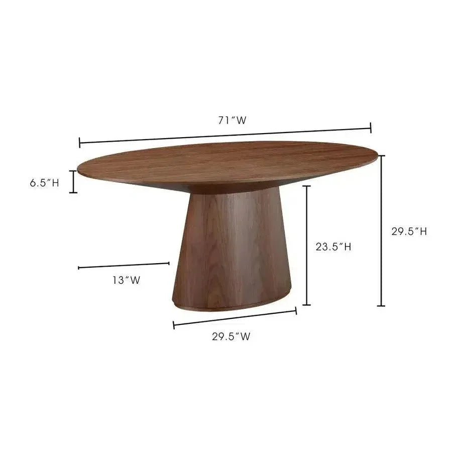Semi Gloss Brown Oval Dining Table Seats 6-Dining Tables-Moe's Home-LOOMLAN