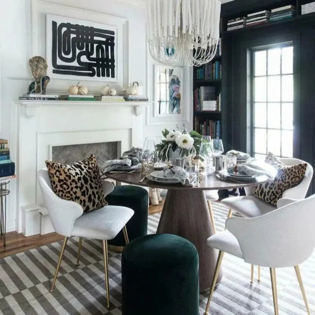 Semi Gloss Brown Round Dining Table Seats 4-Dining Tables-Moe's Home-LOOMLAN