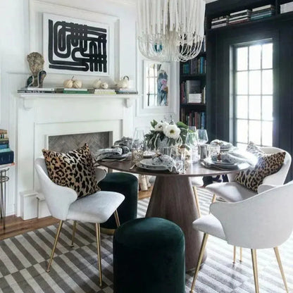 Semi Gloss Brown Round Dining Table Seats 4-Dining Tables-Moe's Home-LOOMLAN