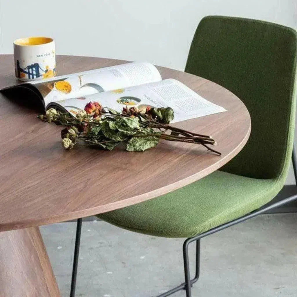 Semi Gloss Brown Round Dining Table Seats 6-Dining Tables-Moe's Home-LOOMLAN