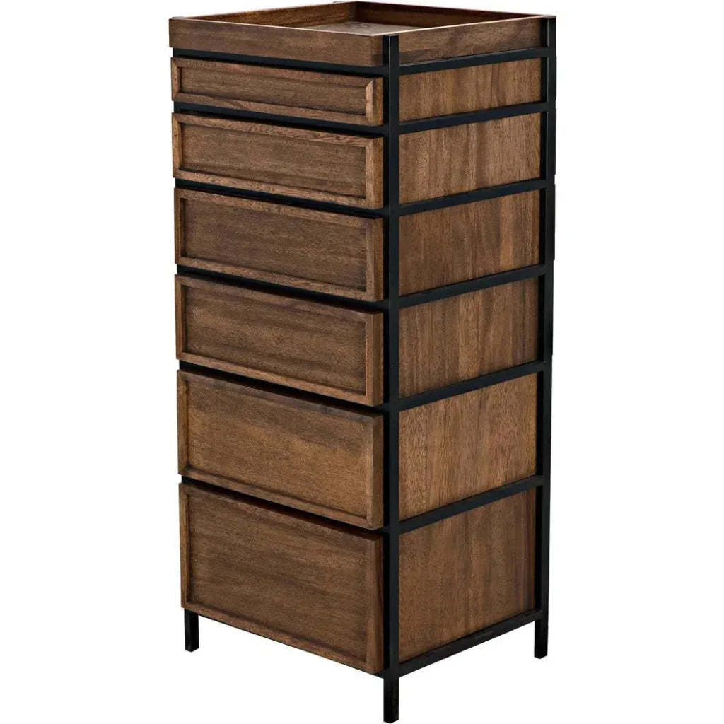 Seoul Wood and Steel Tallboy - LOOMLAN - Noir - Dressers