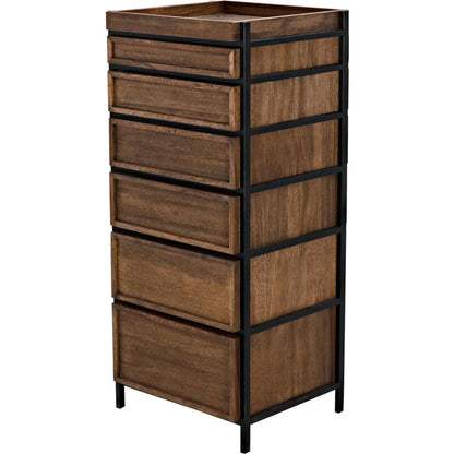 Seoul Wood and Steel Tallboy - LOOMLAN - Noir - Dressers