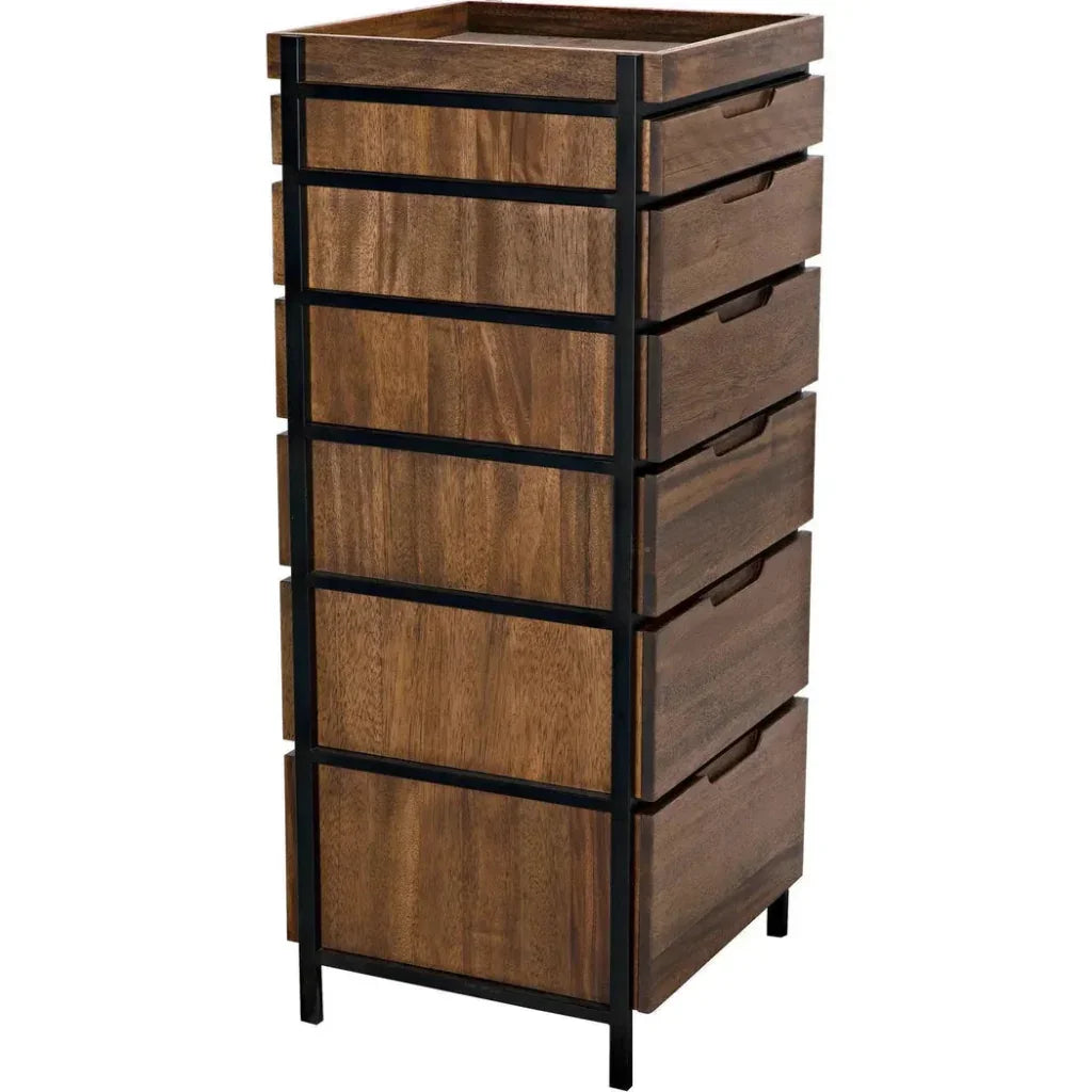 Seoul Wood and Steel Tallboy - LOOMLAN - Noir - Dressers