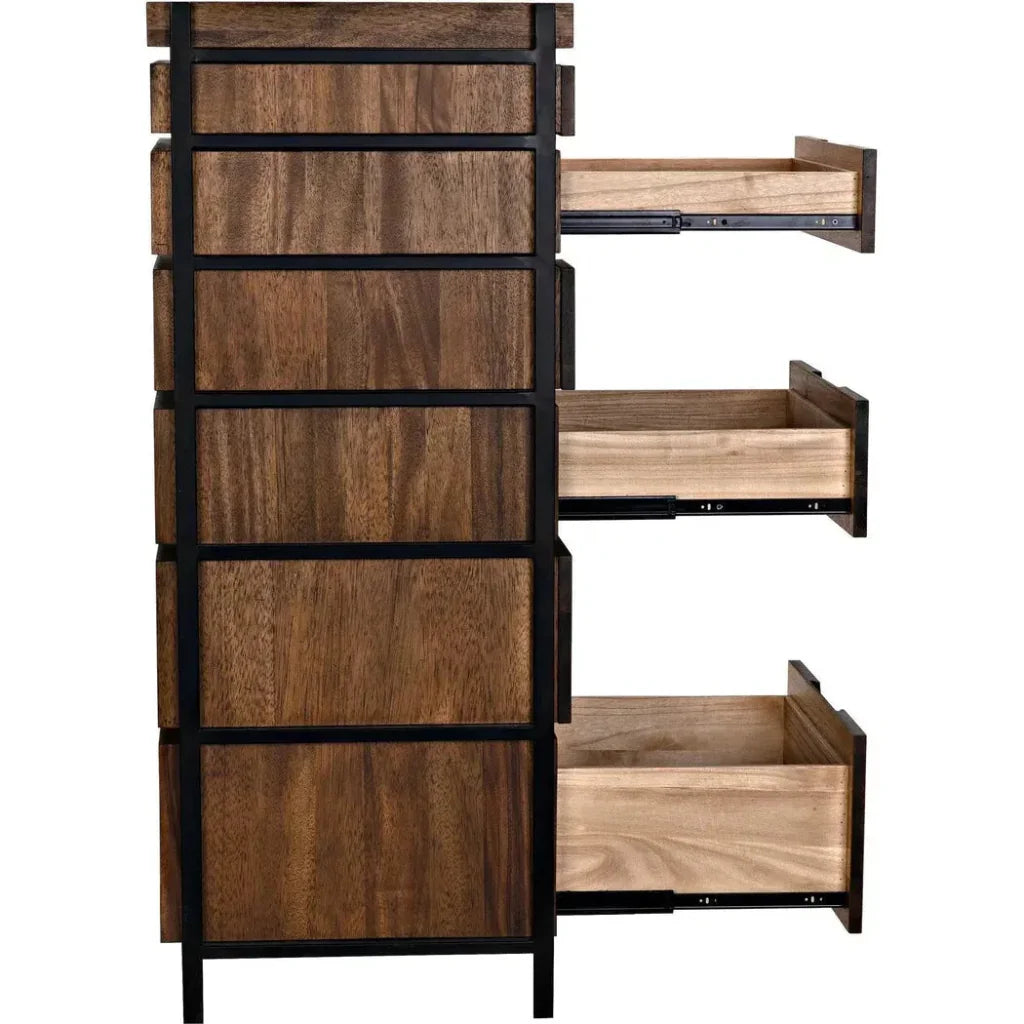 Seoul Wood and Steel Tallboy - LOOMLAN - Noir - Dressers