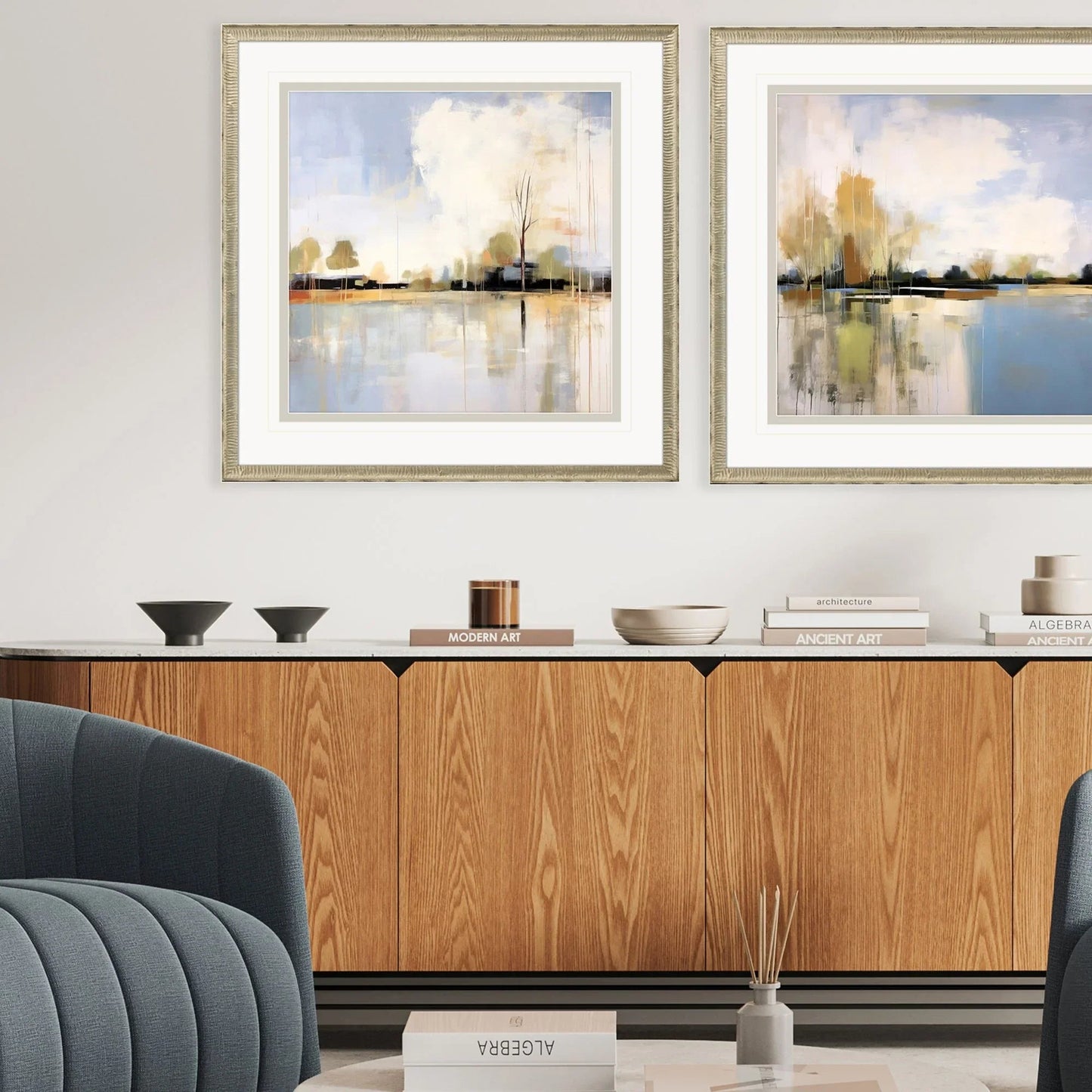 September Morning Wood Blue Framed Wall Art