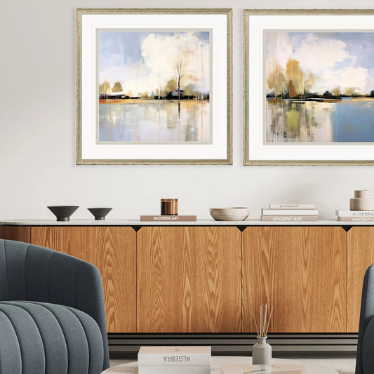 September Morning Wood Blue Framed Wall Art