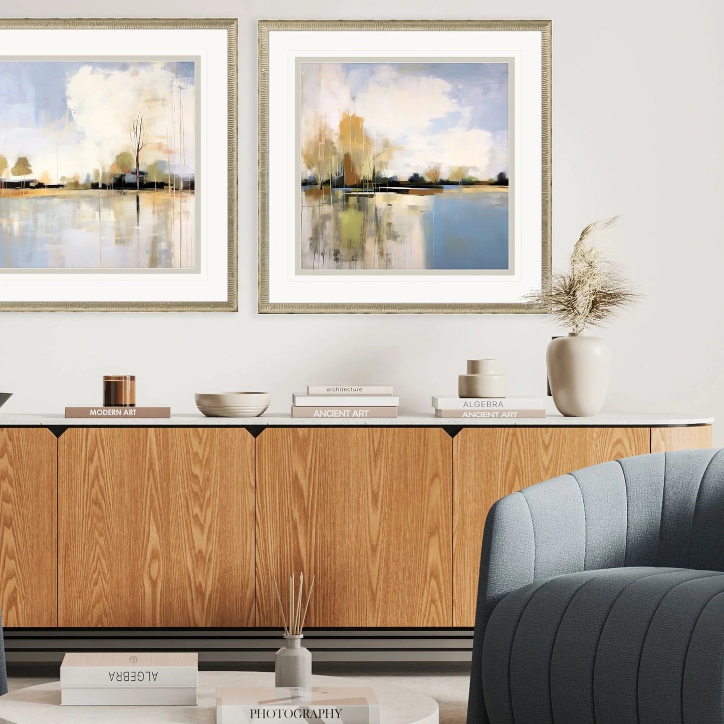 September Morning Wood Blue Framed Wall Art