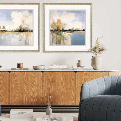 September Morning Wood Blue Framed Wall Art