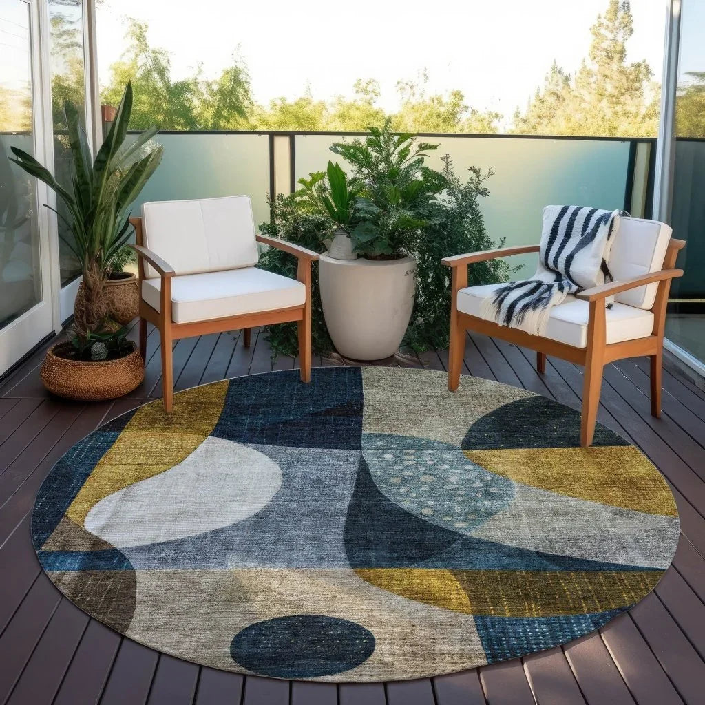 Seraphine Blue Washable Indoor-Outdoor Rug-Outdoor Rugs-LOOMLAN Rugs-LOOMLAN