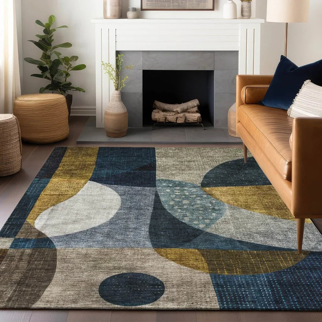 Seraphine Blue Washable Indoor-Outdoor Rug-Outdoor Rugs-LOOMLAN Rugs-LOOMLAN
