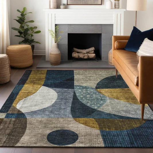 Seraphine Blue Washable Indoor-Outdoor Rug-Outdoor Rugs-LOOMLAN Rugs-LOOMLAN