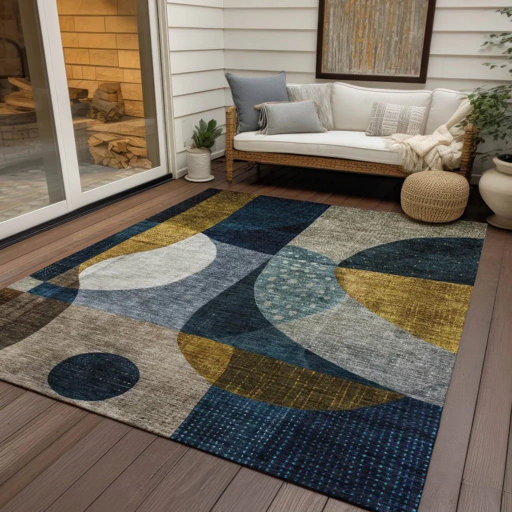 Seraphine Blue Washable Indoor-Outdoor Rug-Outdoor Rugs-LOOMLAN Rugs-LOOMLAN